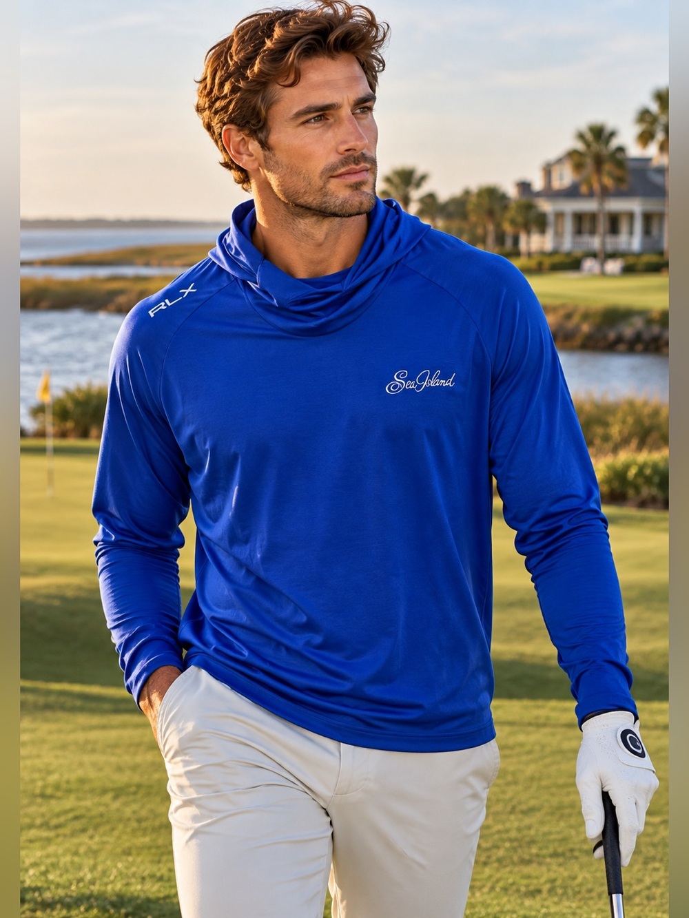 RLX Ralph Lauren Sea Island Golf Hoodie Gorpcore Performance Royal Blue XL Luxe